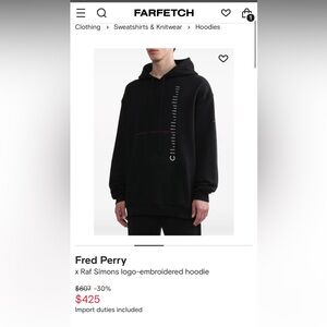 NWT Raf Simons hoodie sweatshirt